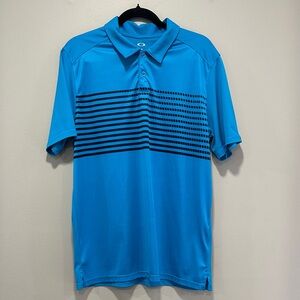 Oakley Men’s L Performance Golf Polo O Hydrolix Torquise and Black Stripe
